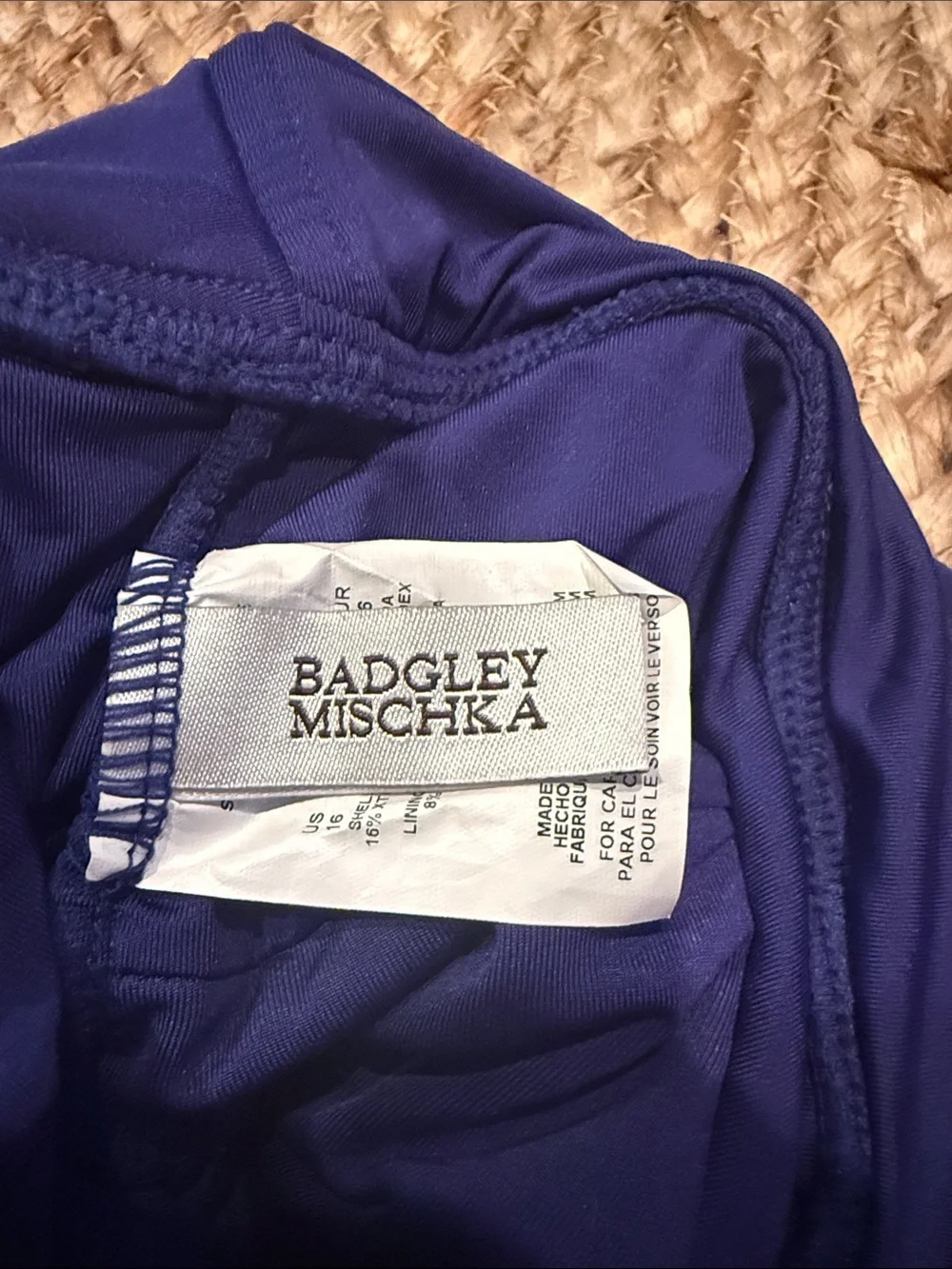 Badgley Mischka Deep Blue One-Piece Swim Bodysuit